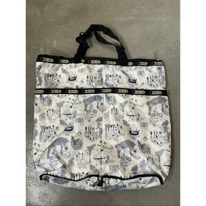 LeSportsac Animal Print Foldable Tote Bag | White and Blue